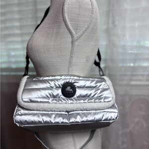 Pajar Canada Shearling Trim Puffy Quilted Crossbody Bag